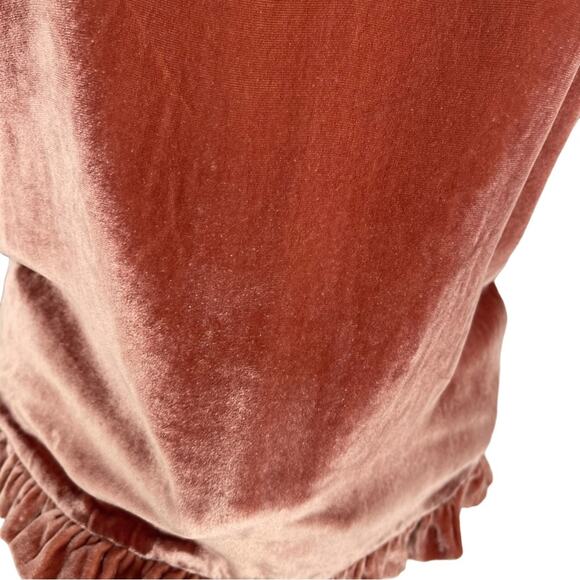Madewell Women’s Flare Sleeve Orange Velvet Tulip-Sleeve Ruffle Top Size XXS - Picture 4 of 8